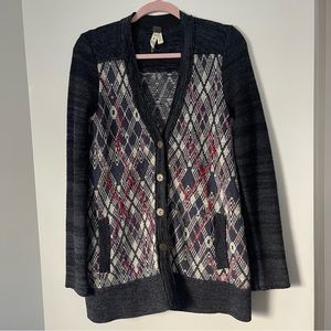 Free People Wool Blend Foxtrot Argyle Cardigan Sweater